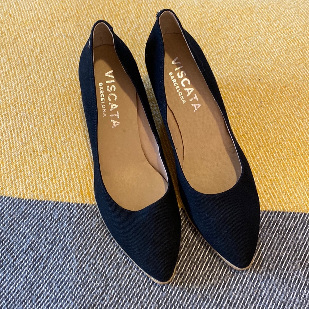 Viscata Barcelona black espadrille wedges sz 10